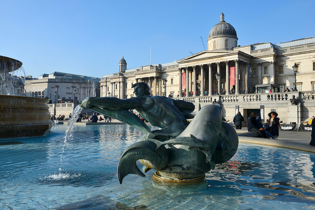 Trafalgar Square and The National Gallery, London, UK