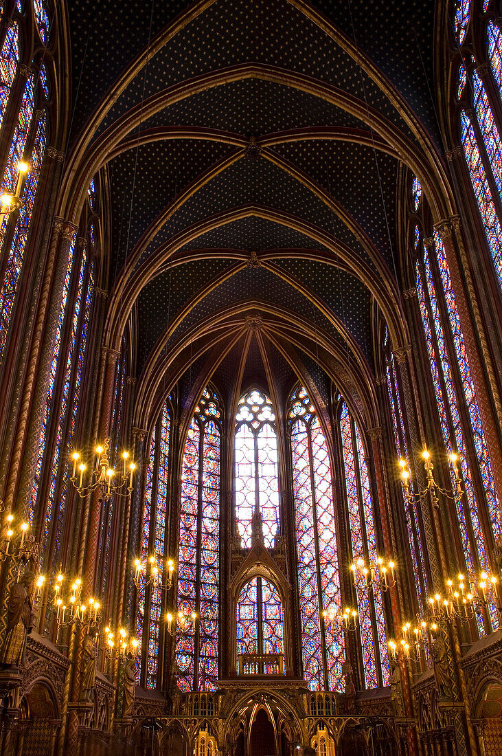 Interior of the Upper Chapel of the Sainte Chapelle,Ile de la Cite, Paris, Ile-de-France, France
