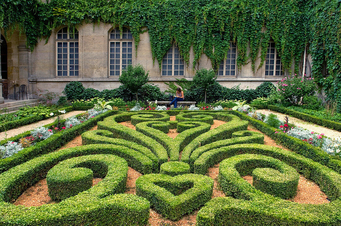 Gärten im Musée Carnavalet, Marais, Paris, Frankreich