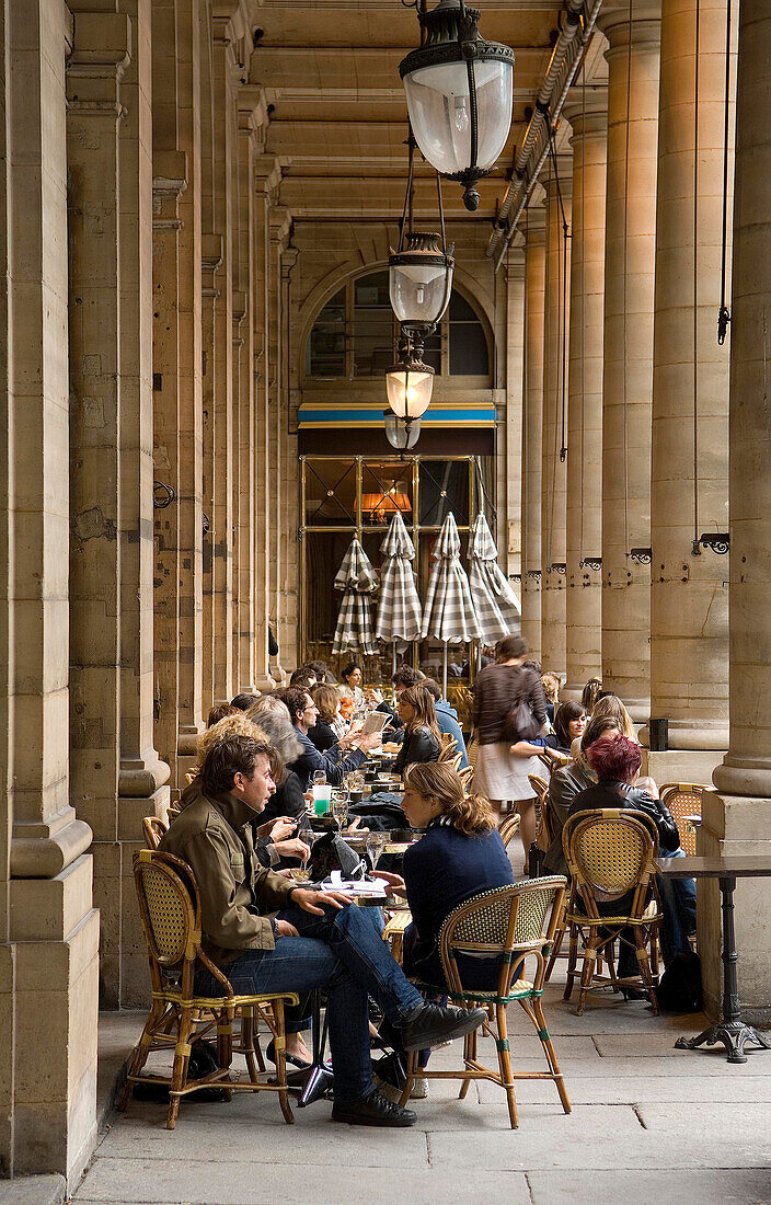 People at Cafe Bar Nemours, Place Colette, near the Louvre, Paris, France