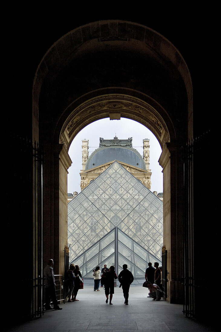 The Pyramid Entrance at the Louvre, Paris, France