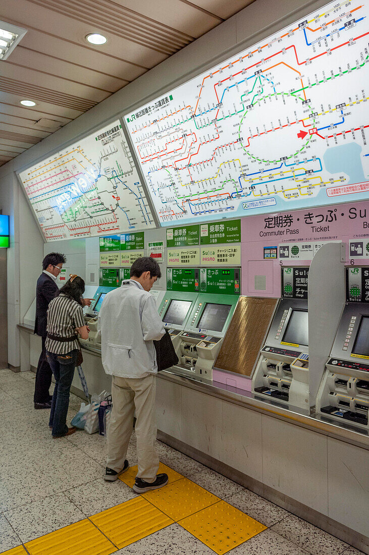Buying tickets, Tokyo subway, Japan