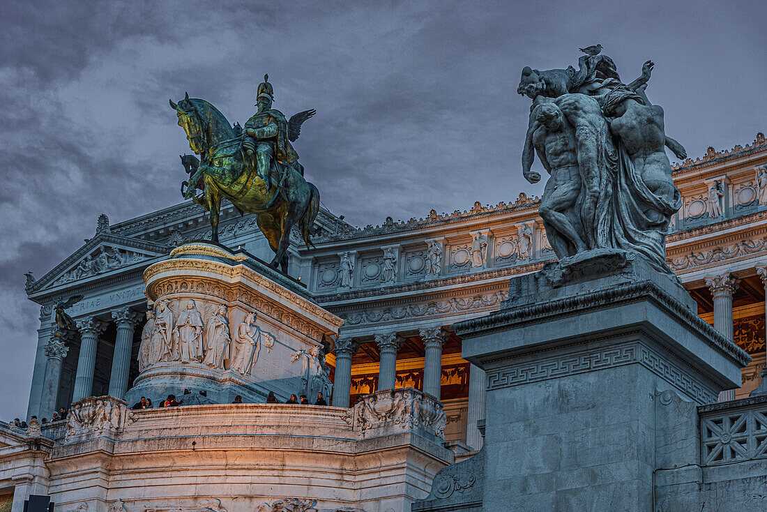 Equestrian statue of Victor Emmanuel II at the Monumento a Vittorio Emanuele II, Rome, Lazio, Italy, Europe