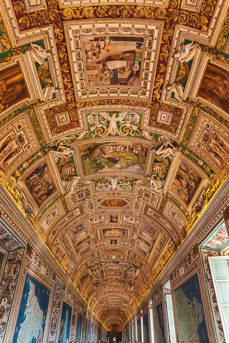 Fresken an der Decke in die Galerie der Landkarten, Vatikanisches Museum, Rom, Latium, Italien, Europa