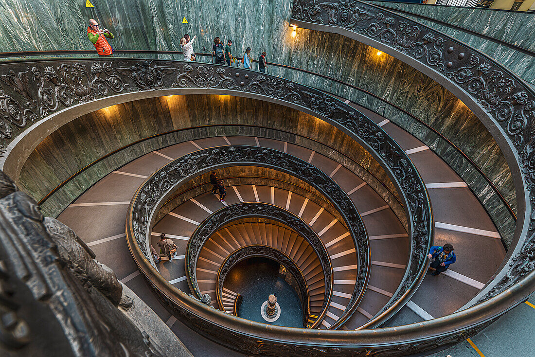 Spiral Staircase designed by Giuseppe Momo in 1932 is a double helix staircase, Vatican Museum, Rome, Lazio, Italy, Europe