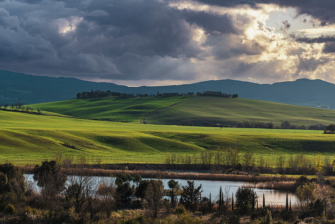 Landscape near Pienza, Val d'Orcia, Province of Siena, Tuscany, Italy, UNESCO World Heritage, Europe