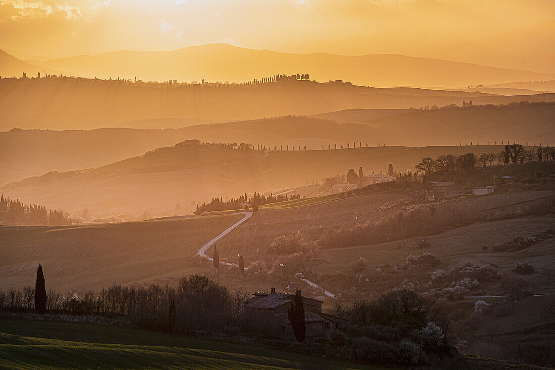 Landscape near Pienza, Val d'Orcia, Province of Siena, Tuscany, Italy, UNESCO World Heritage, Europe