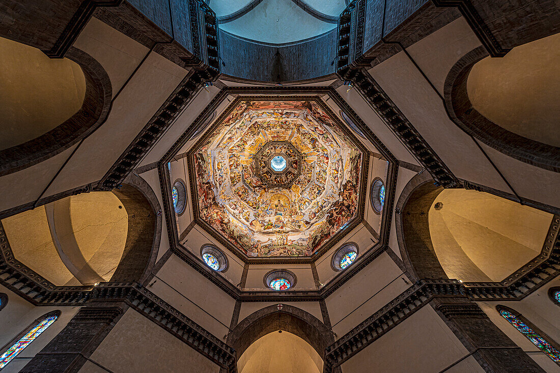 Dom Innnenraum, Kuppel von Innen, Kathedrale Santa Maria del Fiore, Florenz, Toskana, Italien