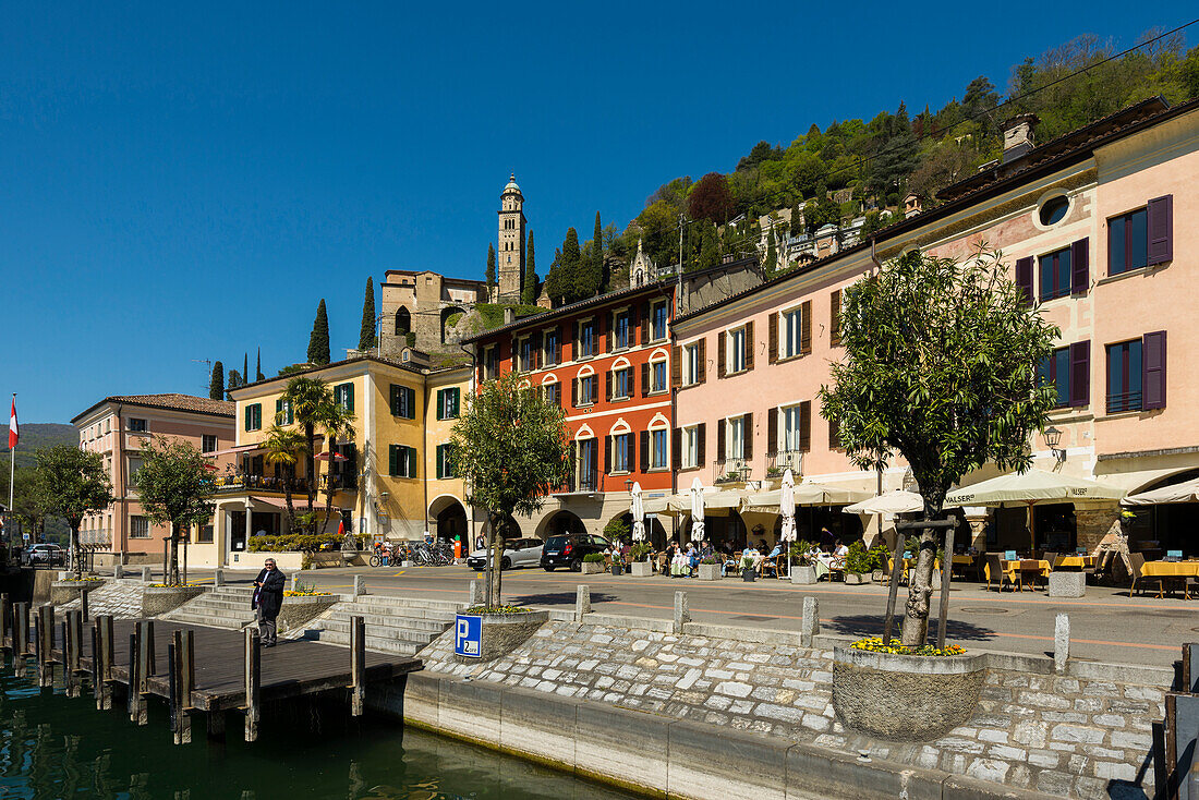 Dorf am See, Morcote, Luganer See, Lago di Lugano, Tessin, Schweiz