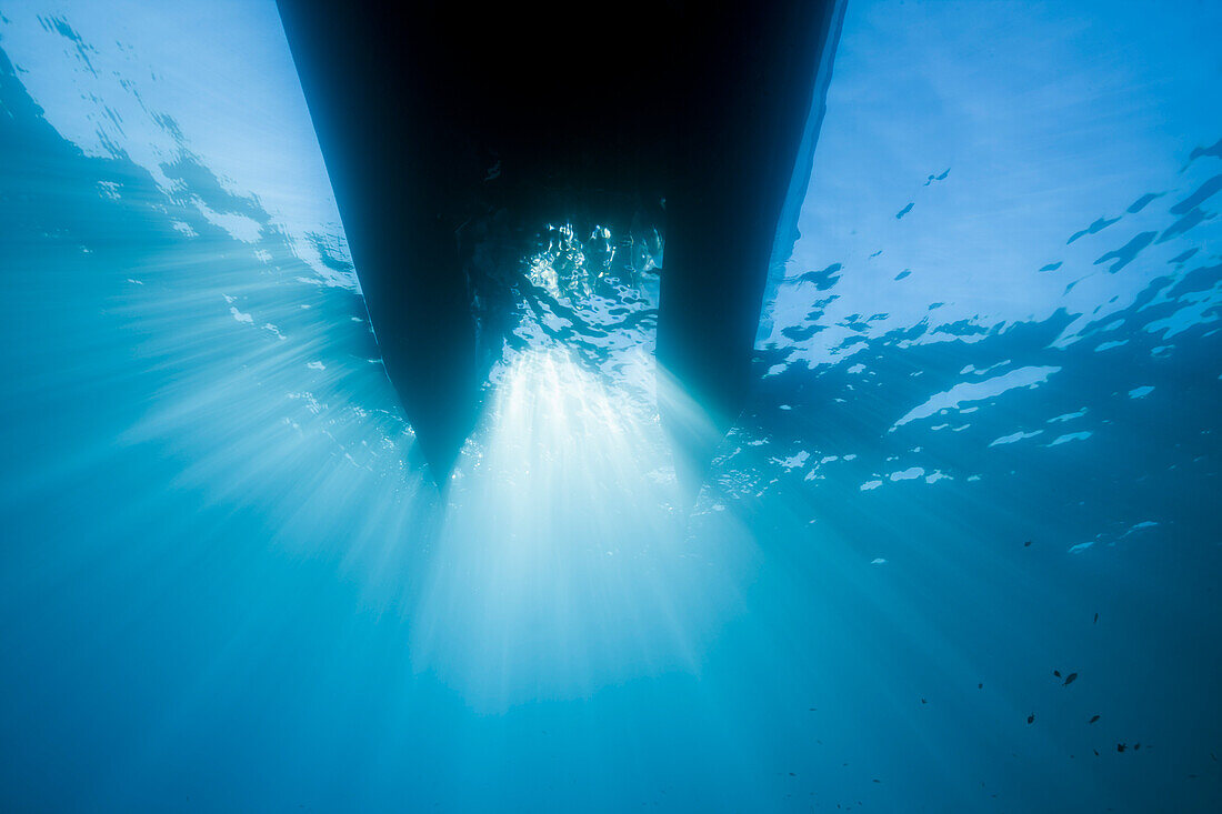 Sunbeams in ocean, Vis island, Mediterranean Sea, Croatia