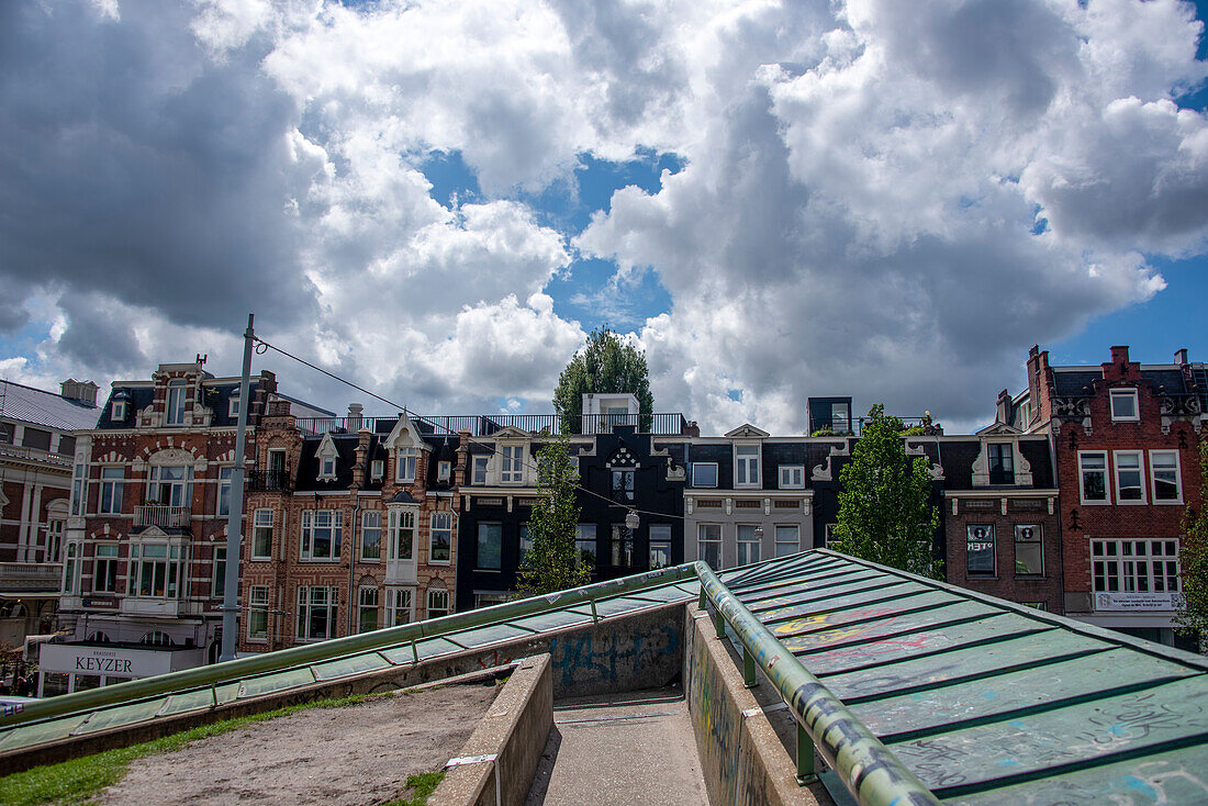 Characteristic apartment buildings, Museumplein, Amsterdam, North Holland, Netherlands