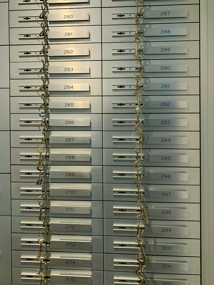 Bank Security Boxes with Key in Lugano, Ticino in Switzerland.