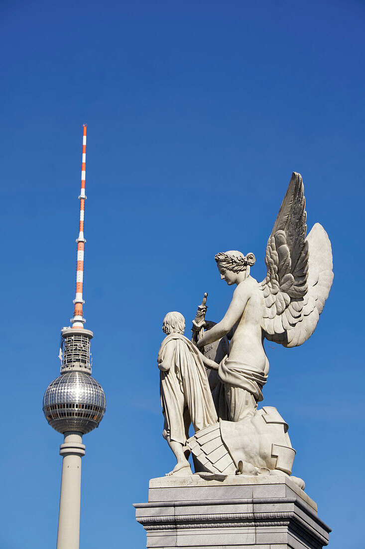 Alex TV tower, sculpture, angel, Berlin Mitte