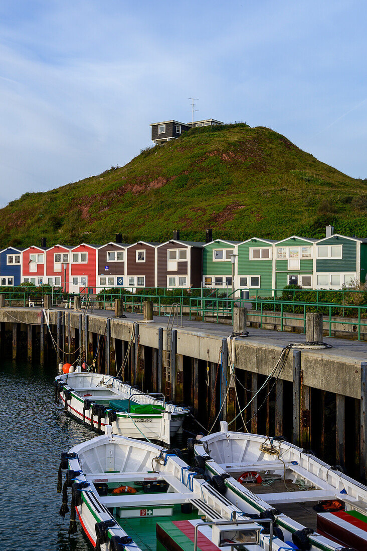 Lobster shacks at the harbour, Helgoland, North Sea, North Sea Coast, German, Bay, Schleswig Holstein, Germany, Europe,