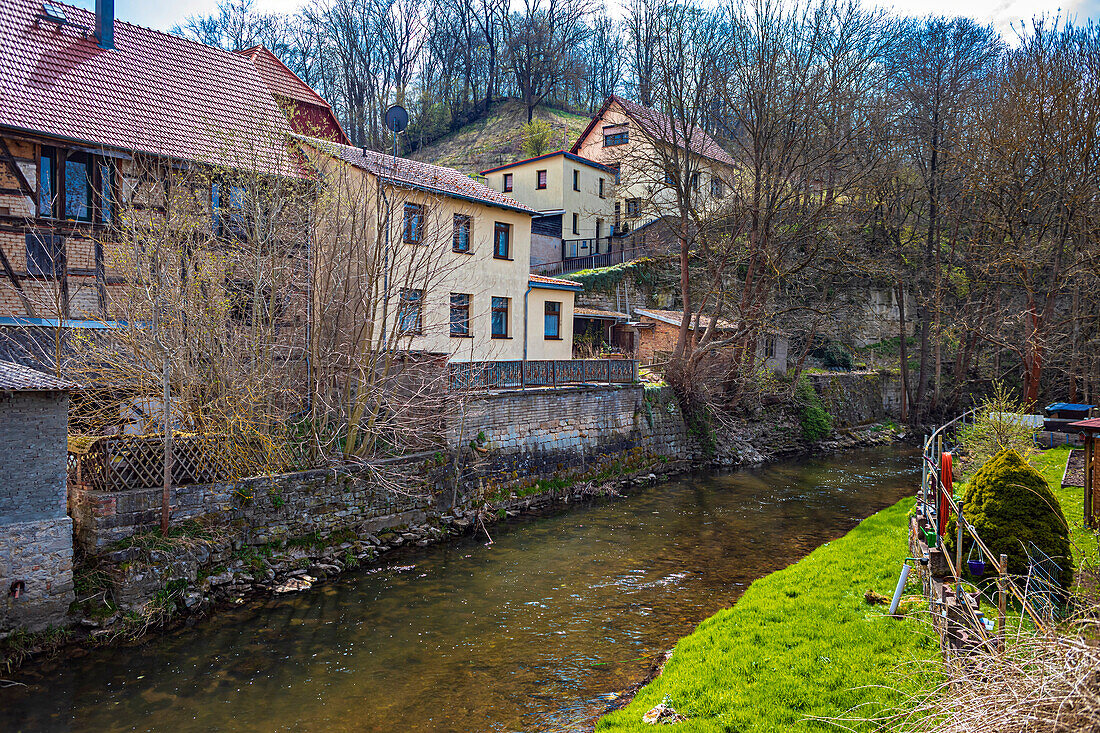 The banks of the Ilm in Kranichfeld, Thuringia, Germany