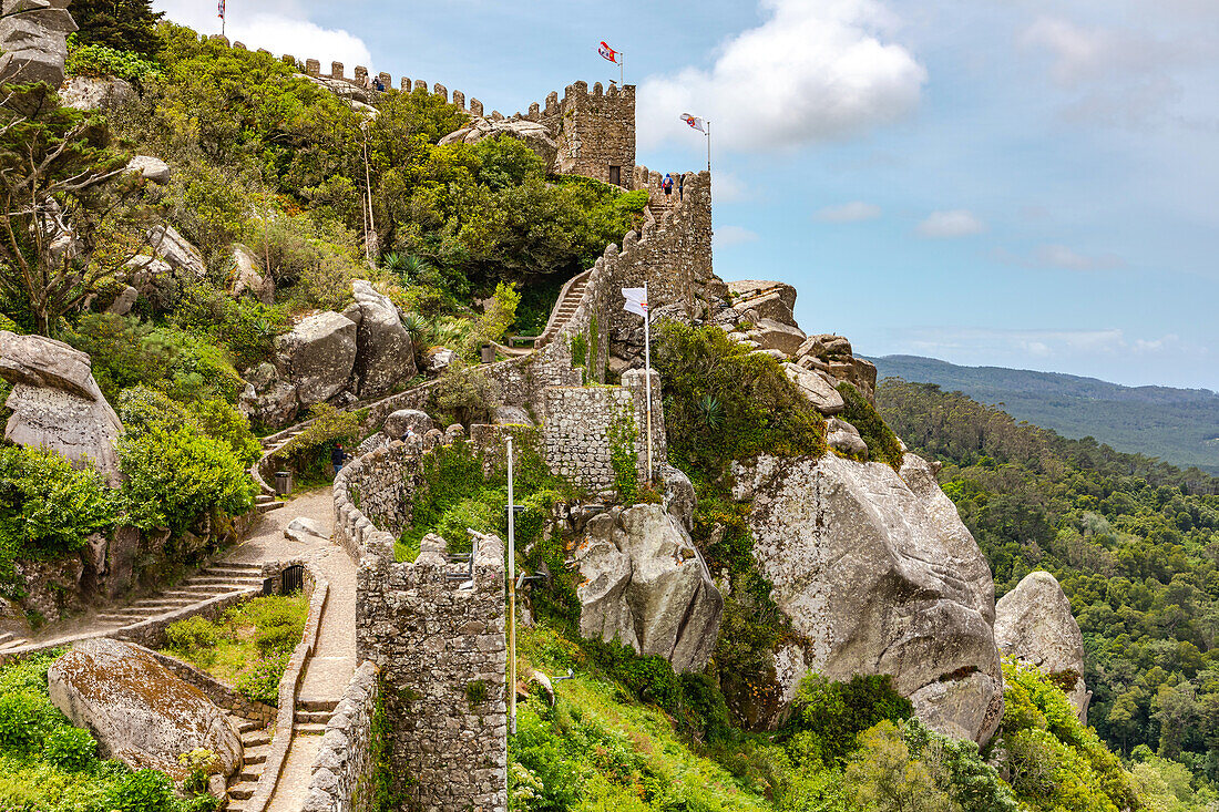 The historic fortress of Castelo dos Mouros as part of the Sintra cultural landscape in Portugal
