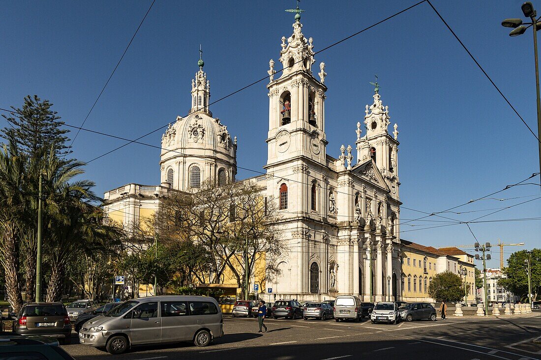 Basílica da Estrela, Ansichten von Lissabon, Portugal, während Sie mit der berühmten Tram 28 fahren