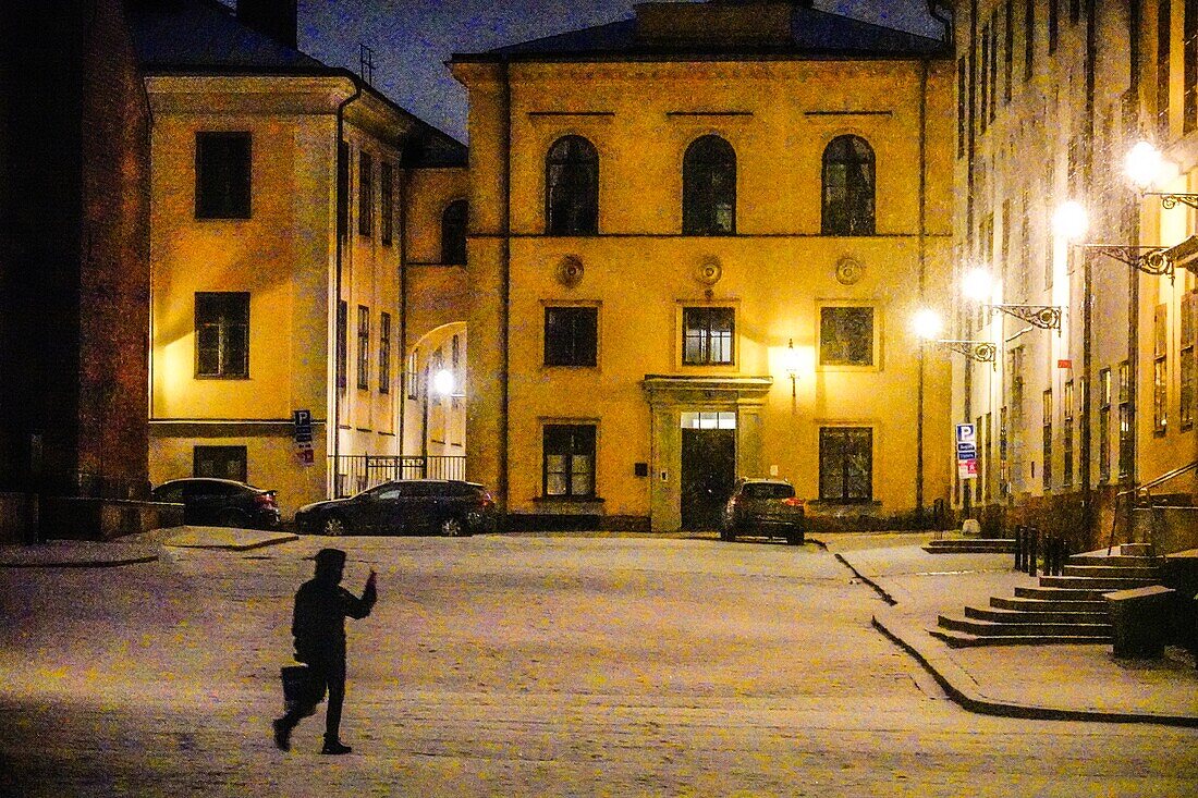 Stockholm,Sweden Pedestrians on the island of Riddarholmen close to Gamla Stan or Old Town.