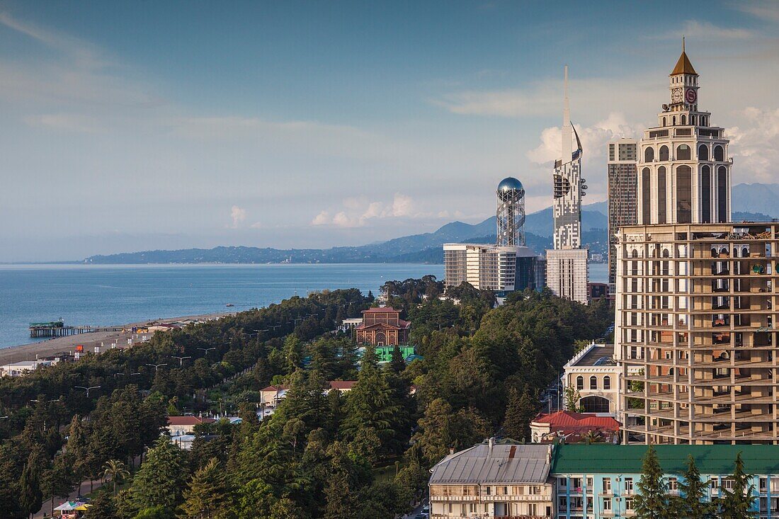 Georgia,Batumi,high angle view of city skyline.