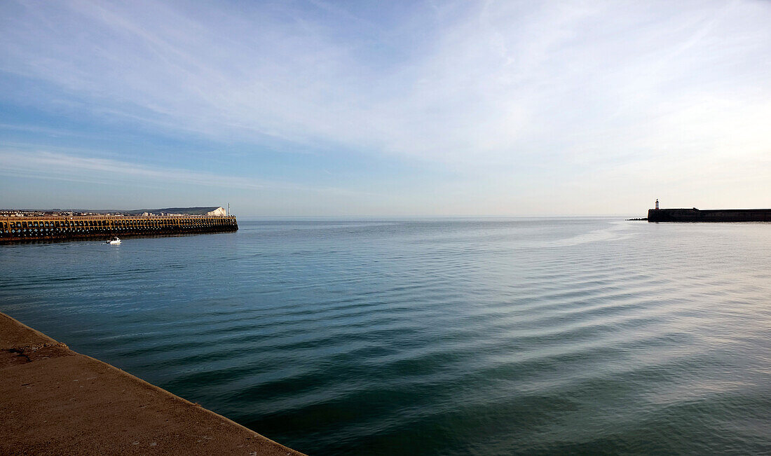 Waterfront with calm sea at Eastbourne, UK