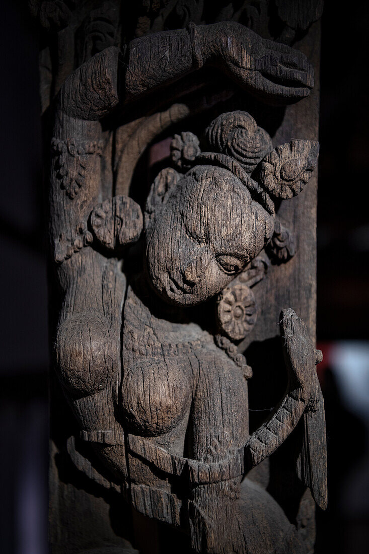 Wood carving at Taleju Temple (Patan Museum), Durbar Square, Patan, Lalitpur, Nepal, Himalayas, Asia
