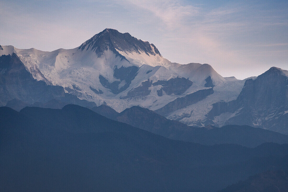 Peaks of Annapurna Massif, Pokhara, Kaski, Nepal, Himalayas, Asia