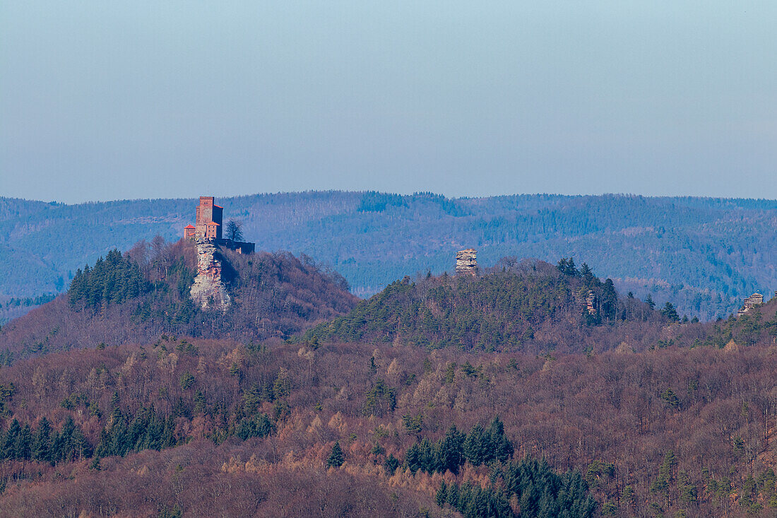 View from the Martinsturm in the Palatinate Forest. Klingenmünster, Südliche Weinstrasse district, Rhineland-Palatinate, Germany, Europe