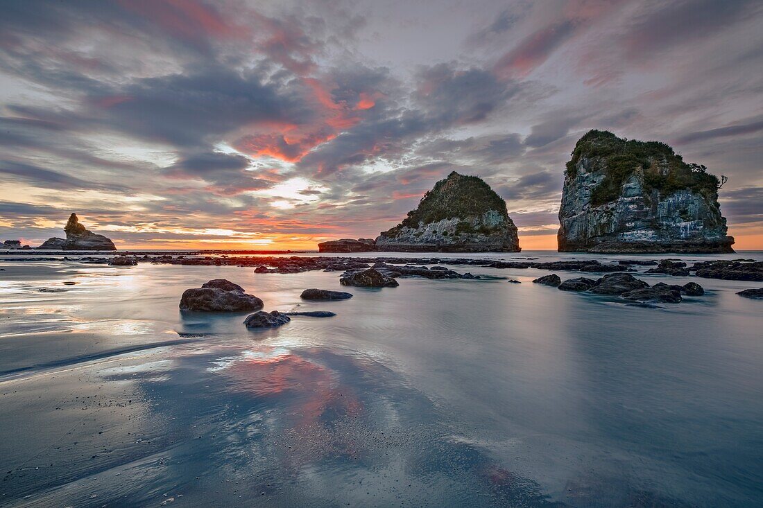 Motukiekie Beach, Greymouth, Südinsel, Neuseeland.