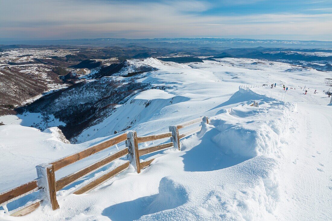 France,Puy de Dome (63),Besse-et-Saint-Anastaise,ski station of Super Besse,valley of Chaudefour and Puy de Champgourdeix viewed from Puy de la Perdrix.