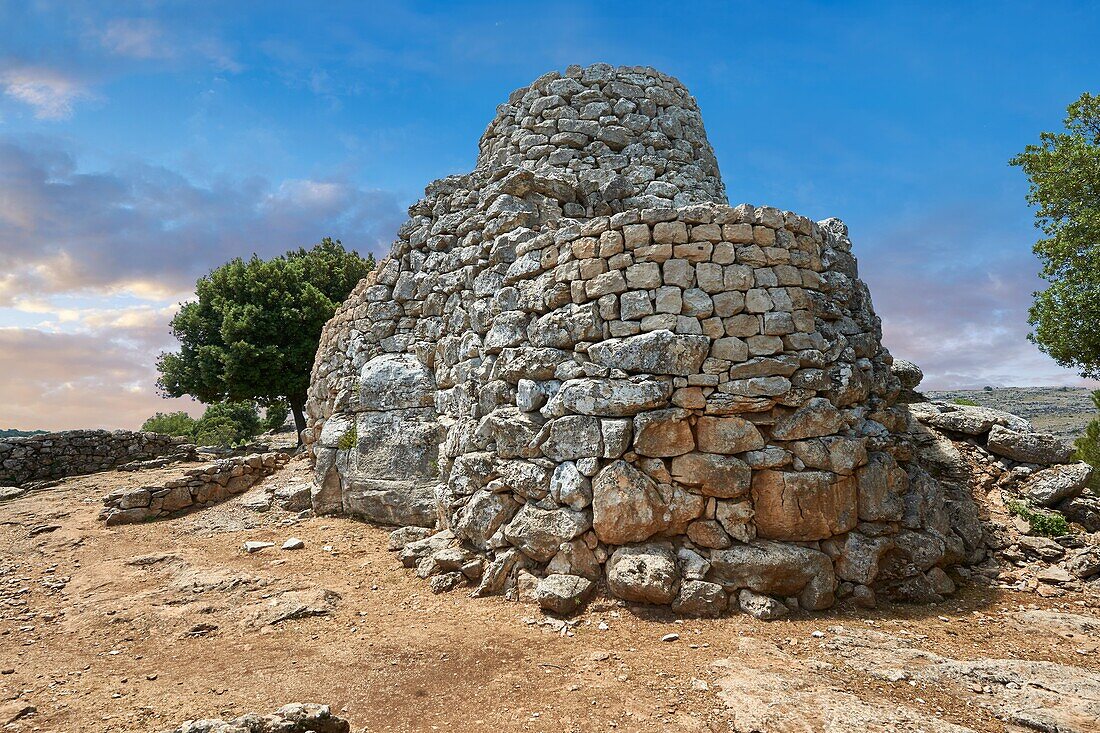 The prehistoric magalith ruins of the multi towered Nuraghe Serbissi,archaeological site,Bronze age (14 - 10 th century BC). Nuraghe Serbissi is situated at over 900 meters on a remote limestone plateau in central Sardinia. Osini in Ogliastra,Southern Sardinia.