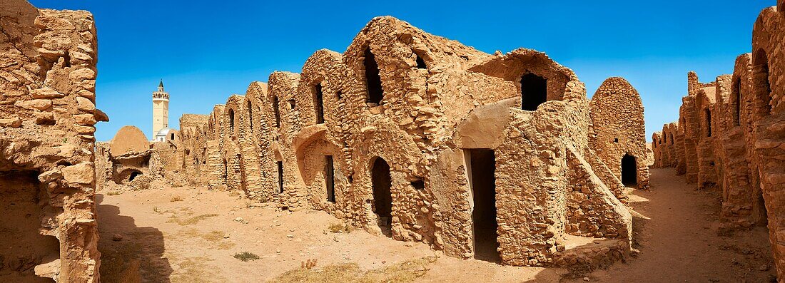 The northern Sahara ghorfa storage graneries of the traditional Berber mud brick fortified Ksar of Hedada or Hadada,near Tetouin,Tunisia,the setting of Mos Espa's Slave Quarters in Star Wars: Episode I The Phantom Menace.