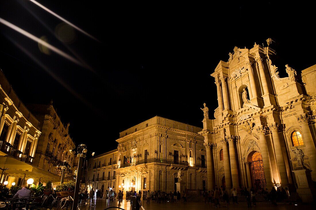 View of the square of Ortigia Syracuse Italy in Baroque style.