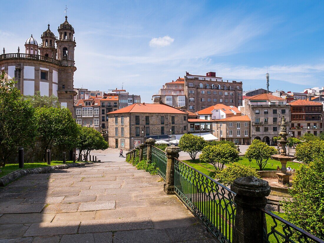 Iglesia de la Peregrina und Gärten von Castro Sampedro. Pontevedra. Galicien. Spanien.