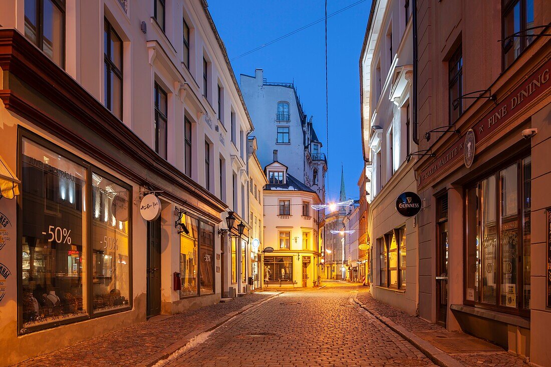 Winter dawn in Riga old town,Latvia.