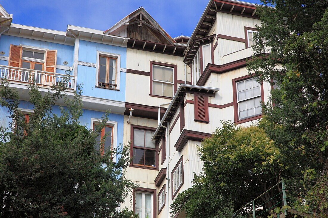 Chile, Valparaiso, Häuser, traditionelle Architektur.