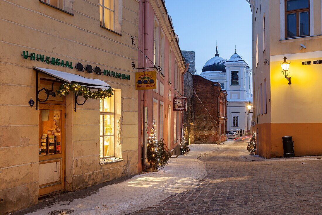 Winter evening in Tallinn old town,Estonia.
