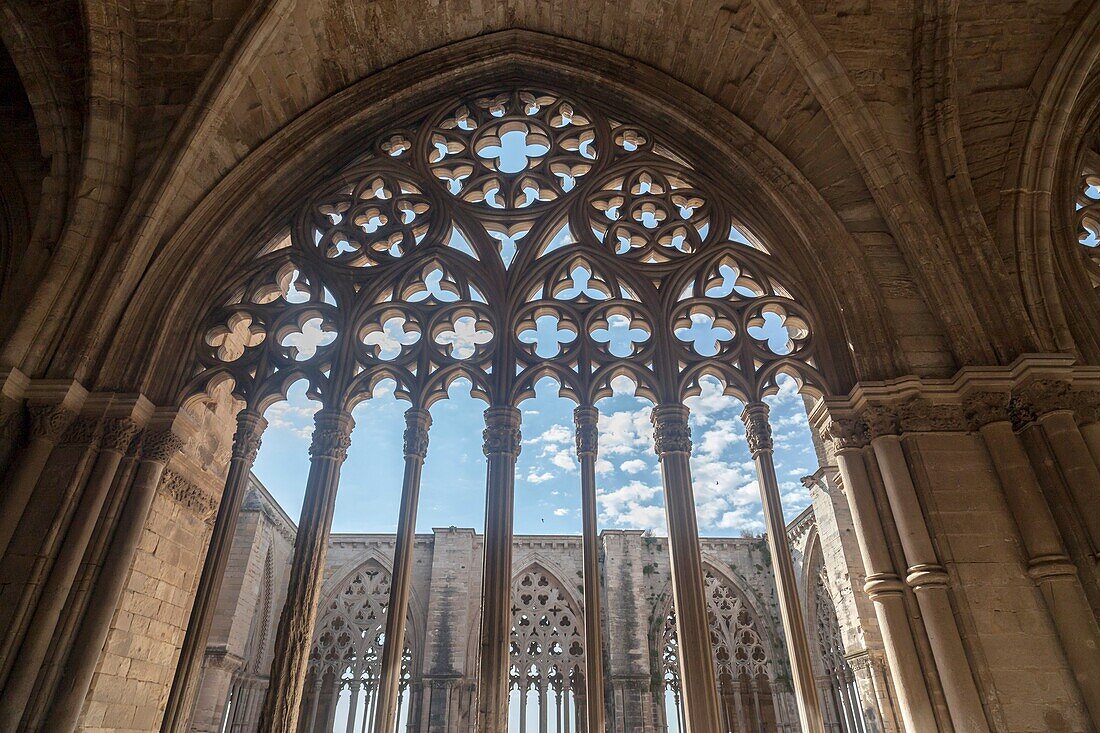 Alte Kathedrale, Kreuzgang, Catedral de Santa Maria de la Seu Vella, gotischer Stil, ikonisches Denkmal in der Stadt Lleida, Katalonien. Spanien.