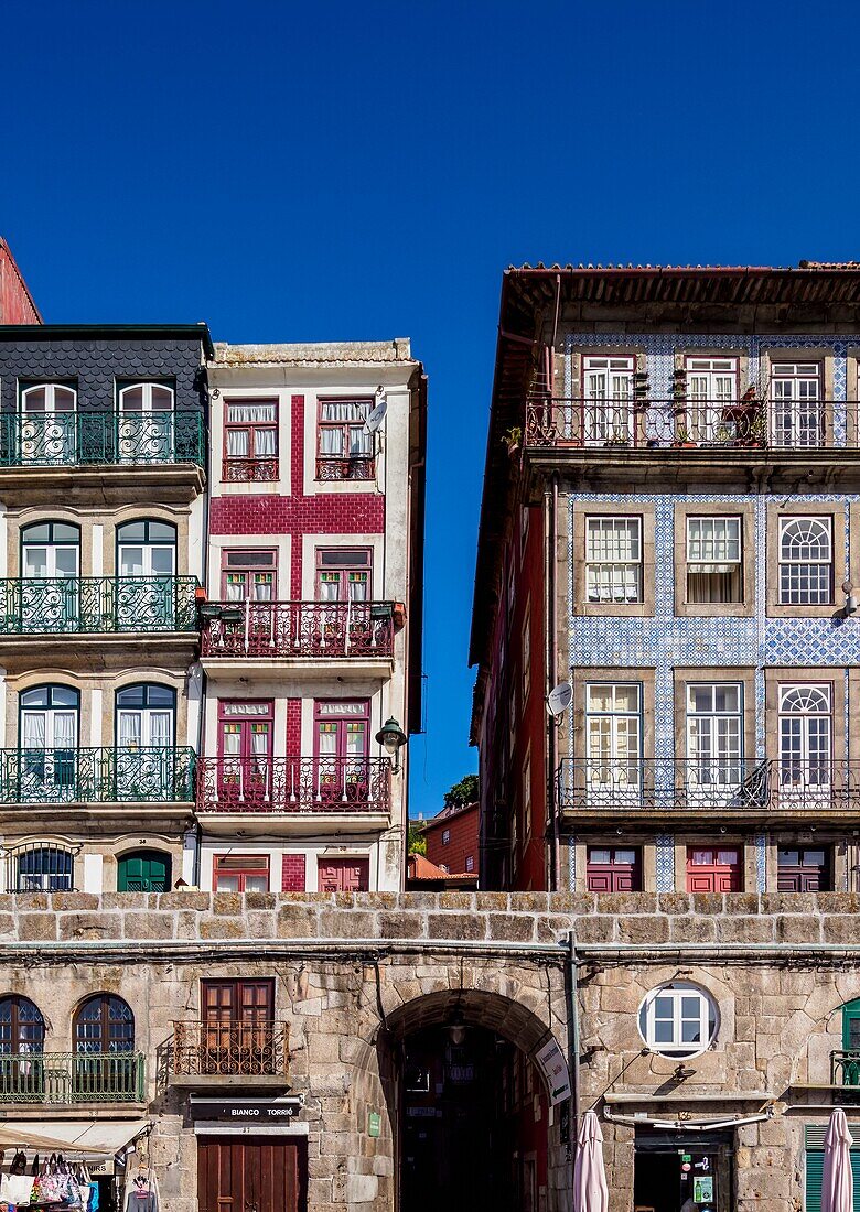 Colourful houses at Cais da Ribeira,Porto,Portugal.