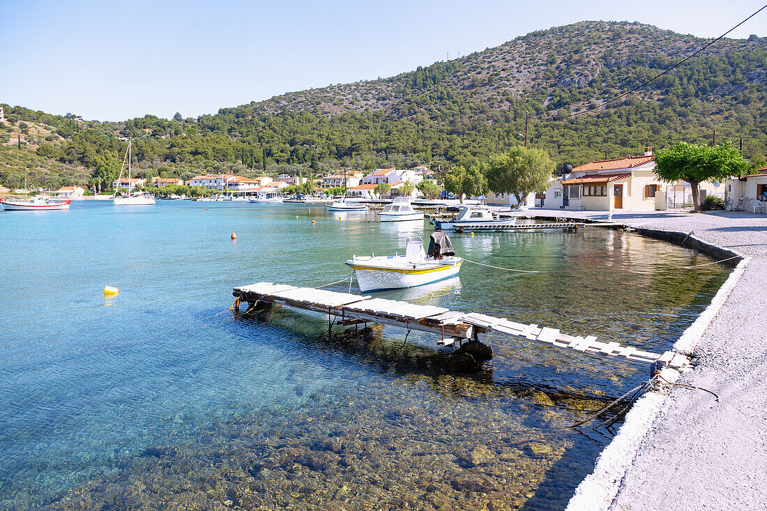 Port promenade in Posidonio in the east of the island of Samos in Greece