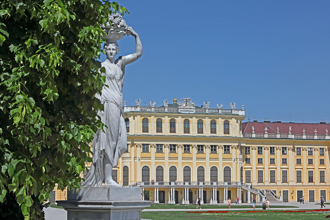 Statue in the main parterre of the Schönbrunn palace gardens, Vienna, Austria
