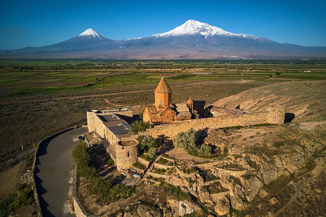Armenien, Region Ararat, Kloster Khor Virap und Berg Ararat.