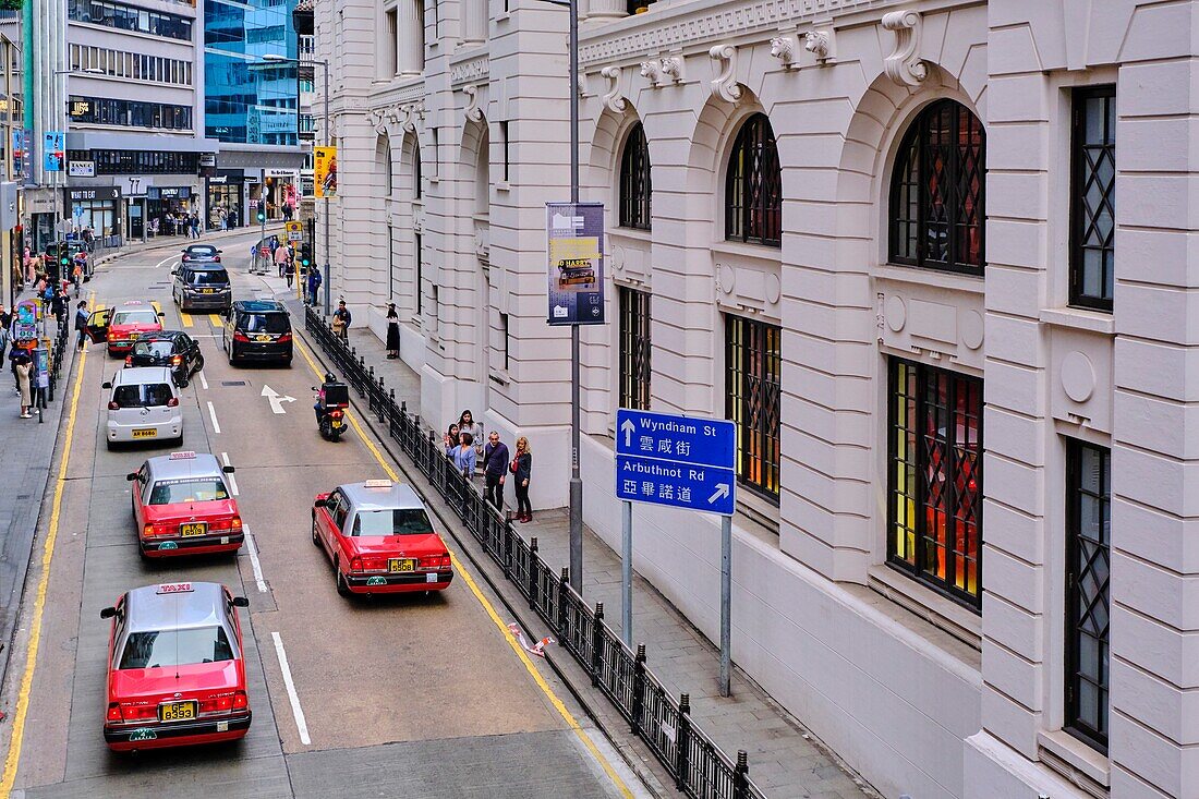 China,Hong Kong,Hong Kong Island,Soho in Hollywood road,taxi car.