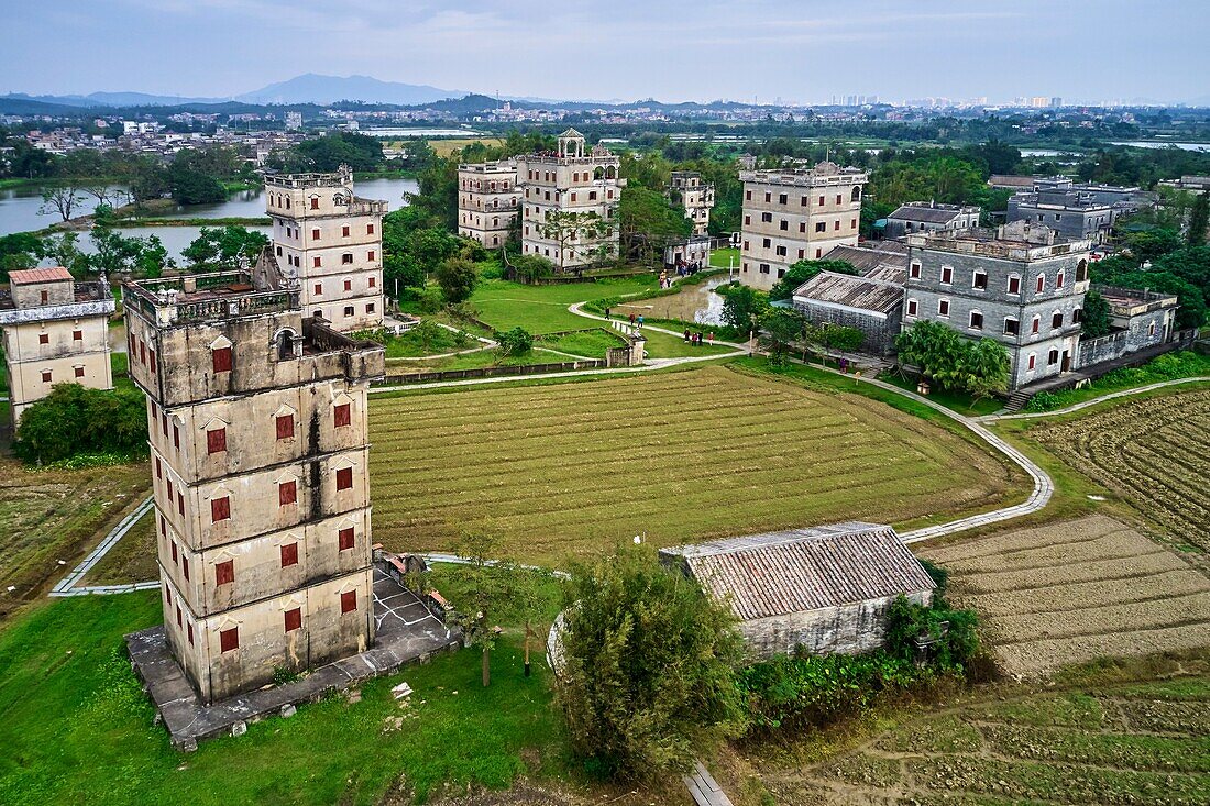 China,Guangdong,Kaiping,Unesco World Heritage,Zili village,the Diaolou are multi storey watchtowers.