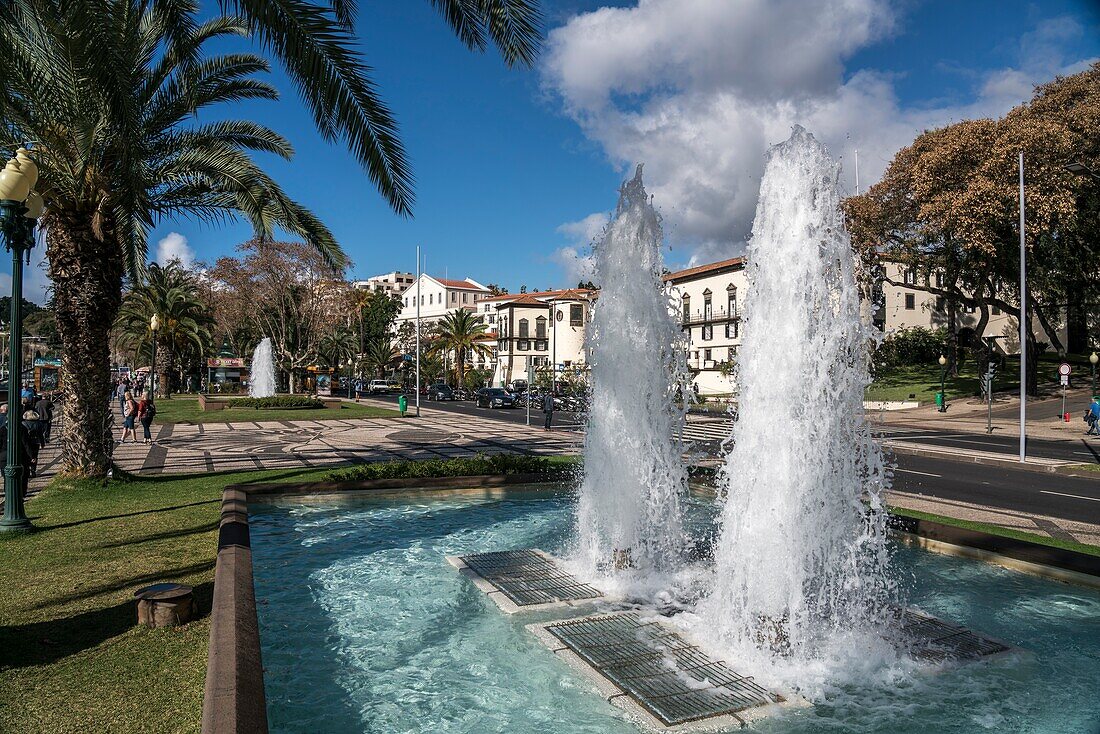 fountain and the Palace of Saint Lawrence,Funchal,Madeira,Portugal,Eu rope.