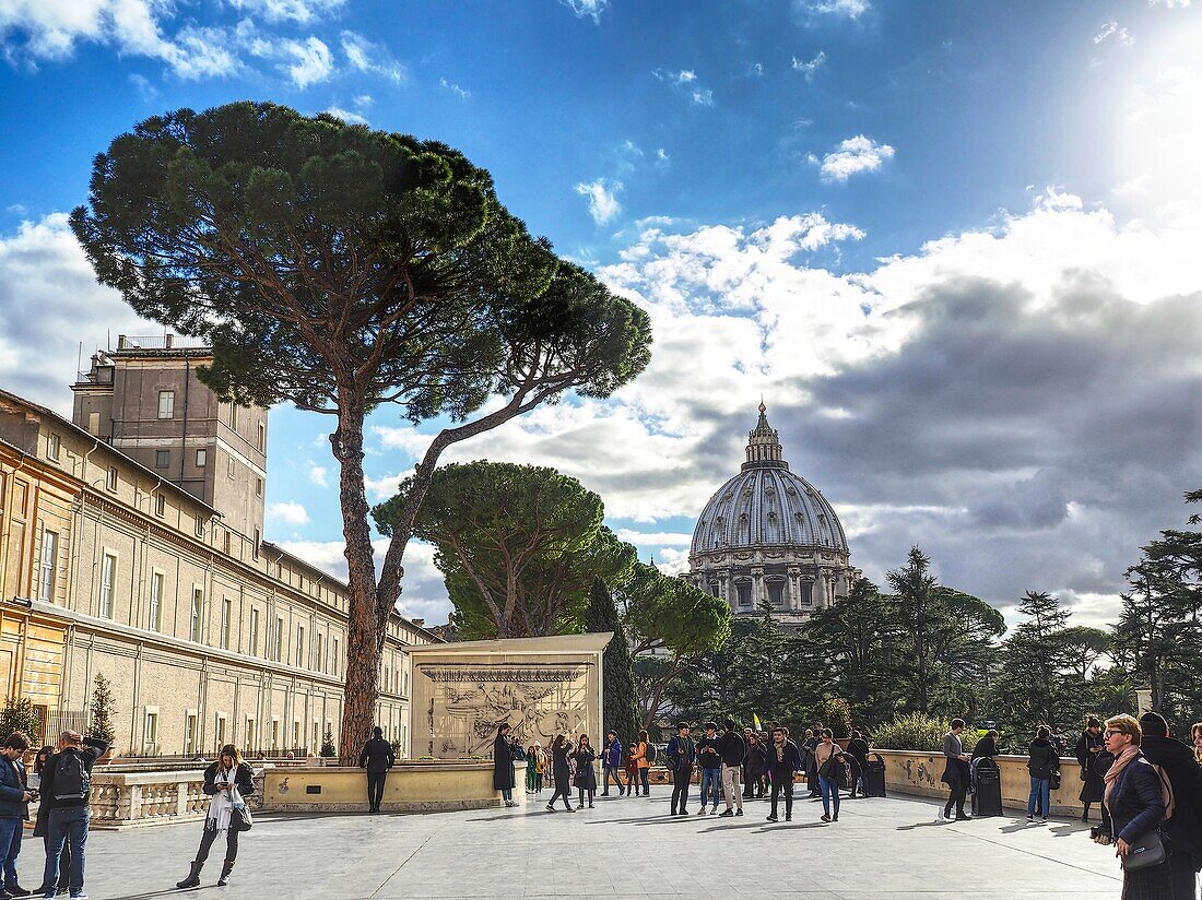 Saint Peter's Basilica viewed from the Vatican Museum,Rome,Italy.