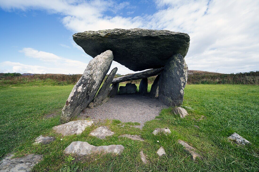 Stone Age altar wedge tomb,built between 3000 and 2000 BC. The tomb is near the village of Toormore,County Cork,Republic of Ireland.