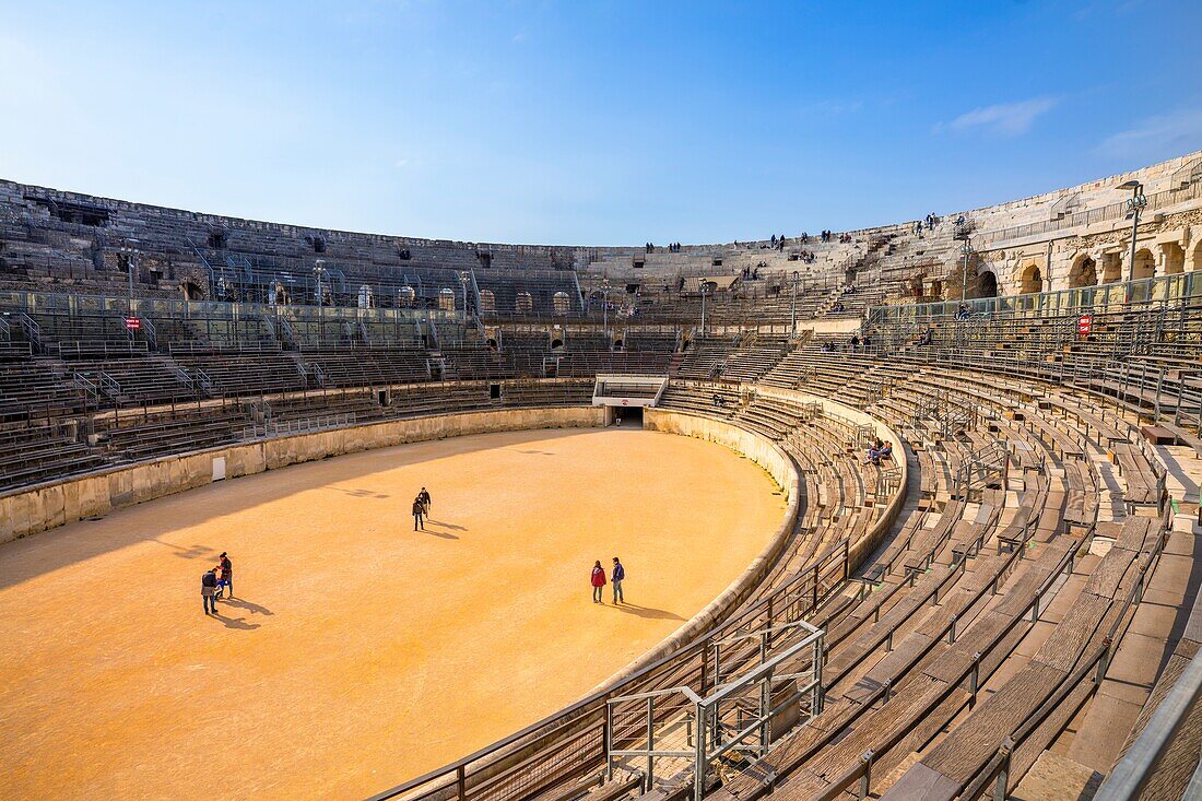 Die Arena von Nimes, römisches Amphitheater, Nimes, Gard, Okzitanien, Frankreich, Europa