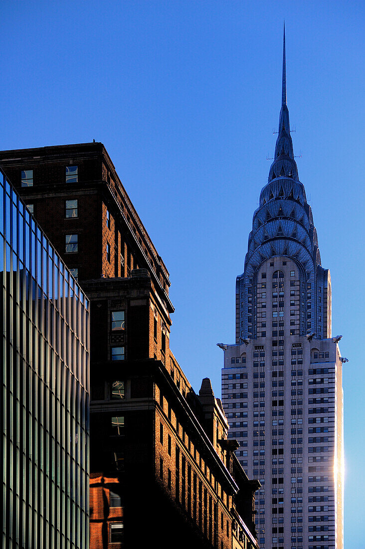 The Chrysler Building in New York City, low angle view.