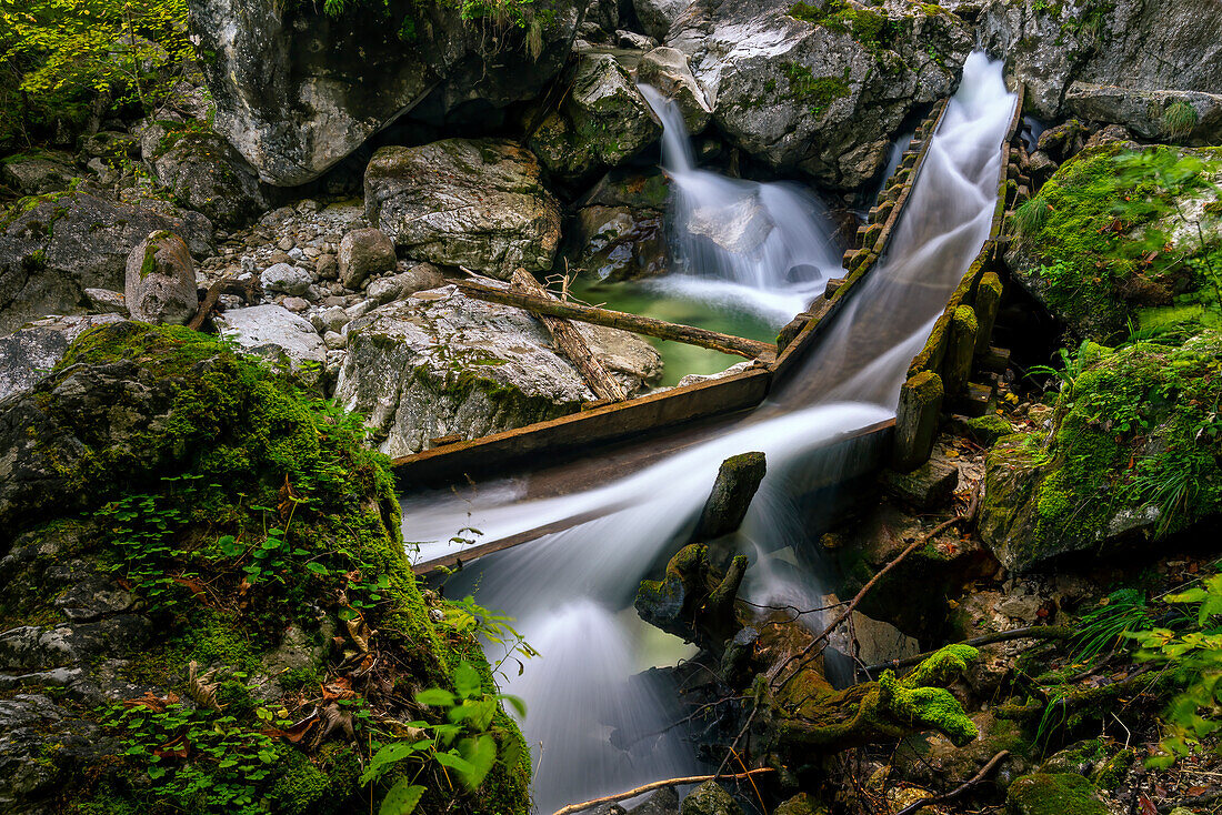 In the wild and romantic Pöllat Gorge, Ammer Mountains, Allgäu, Bavaria, Germany, Europe