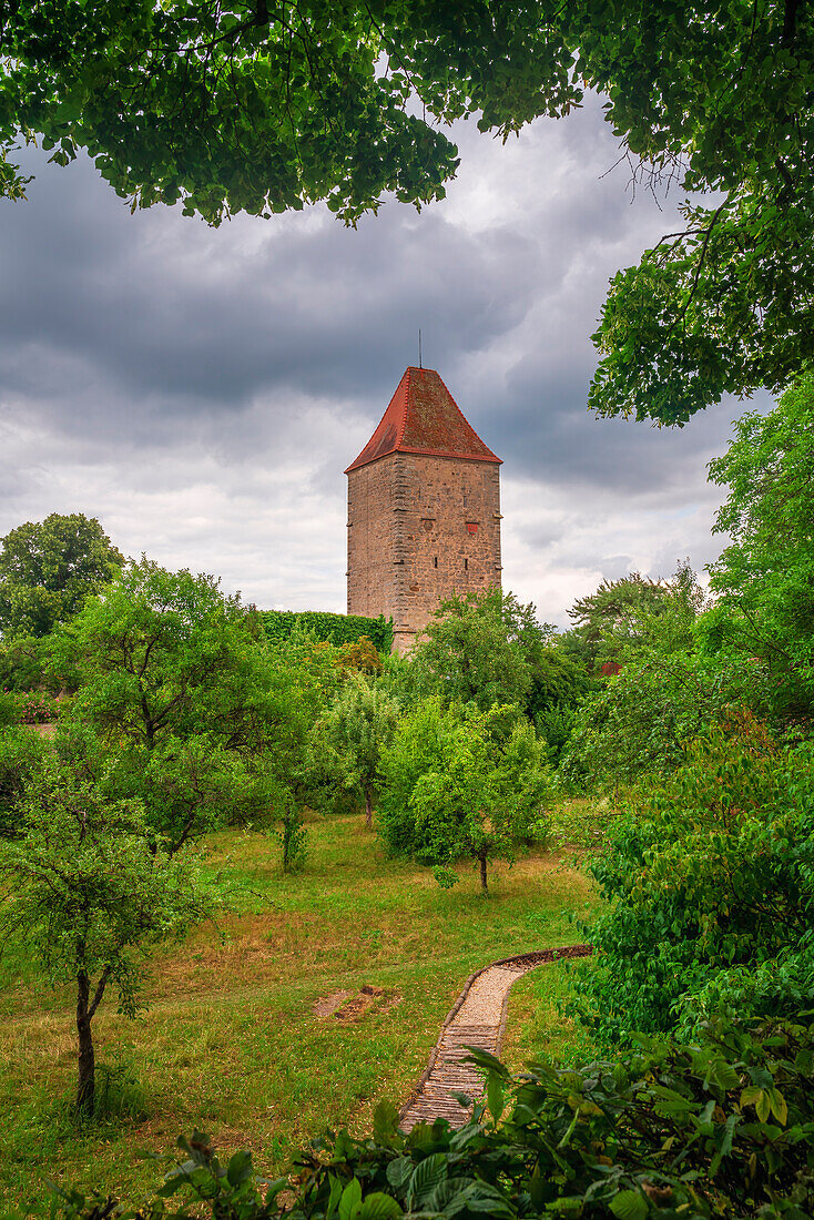 Außerhalb der Stadmauer von Dinkelsbühl, Bayern, Deutschland